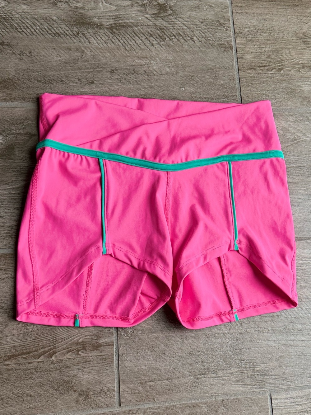 Tiger Friday Pink Shorts with Teal Green Trim Adult Large